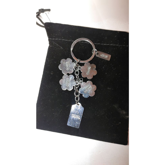 Coach Logo Sunflower Keychain in White & Silver with Dustbag & Box - Picture 4 of 4